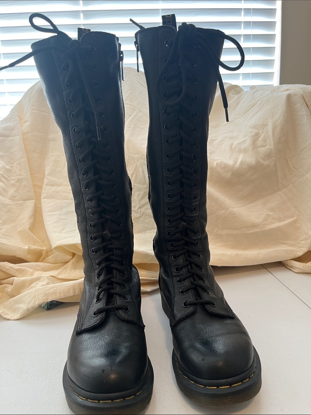 Dr Marten Black Lace-Up Knee-High Boots